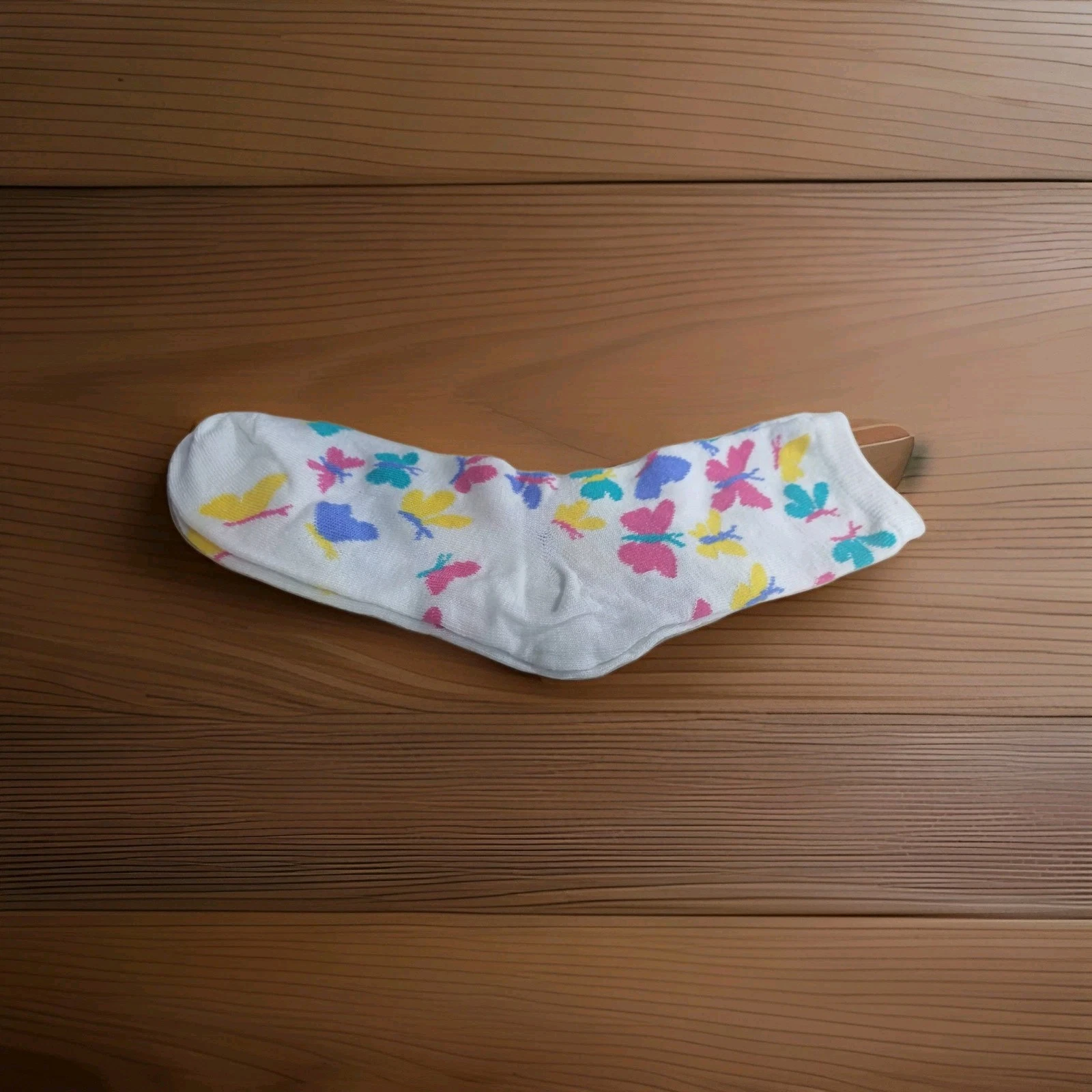 12-Pack girls White Butterfly Print Ankle Socks, Age 10 To 15 Year