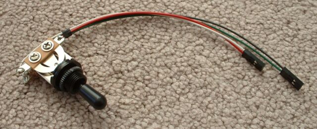 SOLDERLESS Wiring BLACK 3-WAY TOGGLE SWITCH for emg PU short wire quick connect