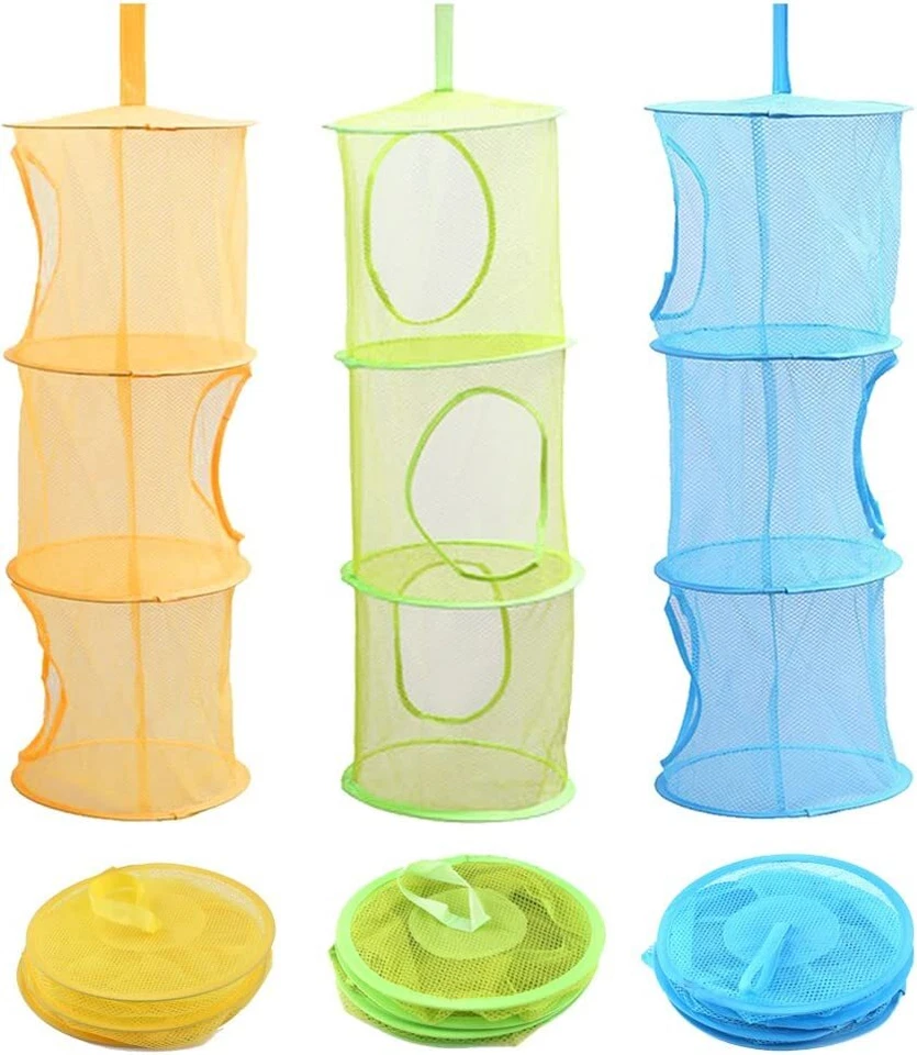 LIVEHITOP 3PC Toys Storage Hanging Mesh Basket Chest Soft Teddy Hammock