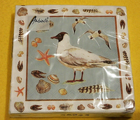 20 Servietten MöWen Muscheln Federn 1 Packung Motivservietten Maritim Vogel