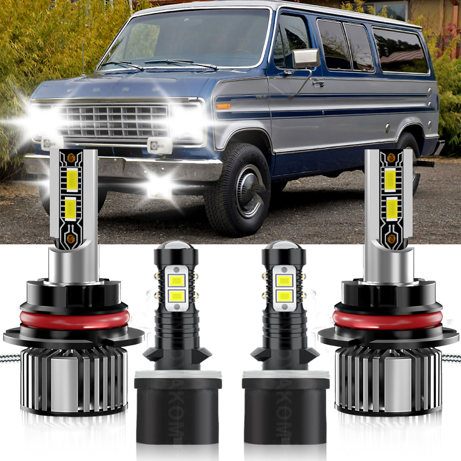 High-Performance LED Headlight Bulbs for Ford E-250 2003-2007 Super Bright Low/High Beam Fog Lights  