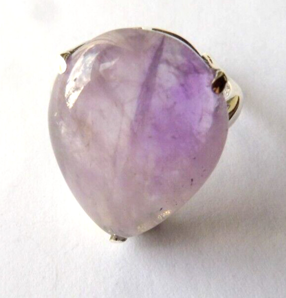 Bague en améthyste lavande naturelle et argent massif ajustable d'exception