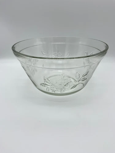 Vintage Federal Glass Spring Blossom Clear Glass 9" Nesting Bowl
