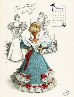 Dress Gibson Girl Collection Fashion Doll Gown Crochet Pattern Miss Feb 1994