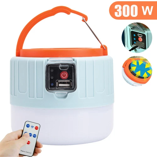 300W Solarleuchte Outdoor Camping Lampe Aufladbar Laterne Akku Zelt Licht USB - Bild 12 von 19