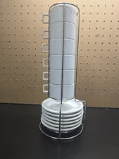 Set Of 6 White Espresso Cups and Saucers with Stand  4oz