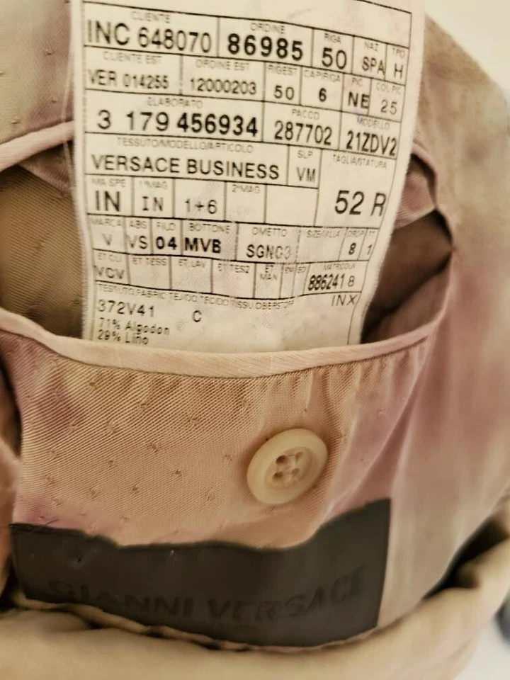 Gianni Versace Algodón Traje Abrigo Blazer Chaqueta Gris Azul Rosa Tie Dye 52 Med L 44 Foto 4 de 4