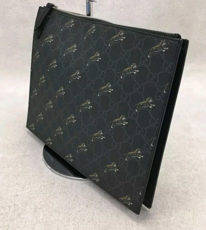 Bolso de Mano GUCCI GG Supreme Patrón Tigre Negro Unisex Raro Usado A Foto 4 de 4