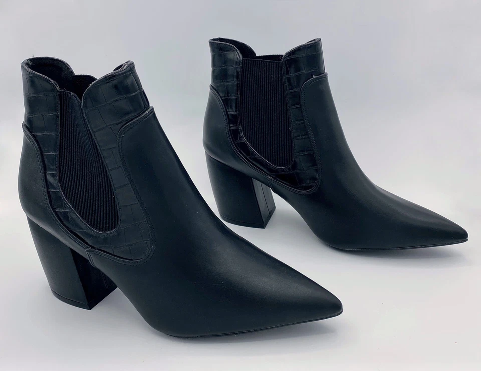 Qupid Black Pointed Toe Slip On Block Heel Slip On Booties Women’s Size 10 - Image 2 of 4