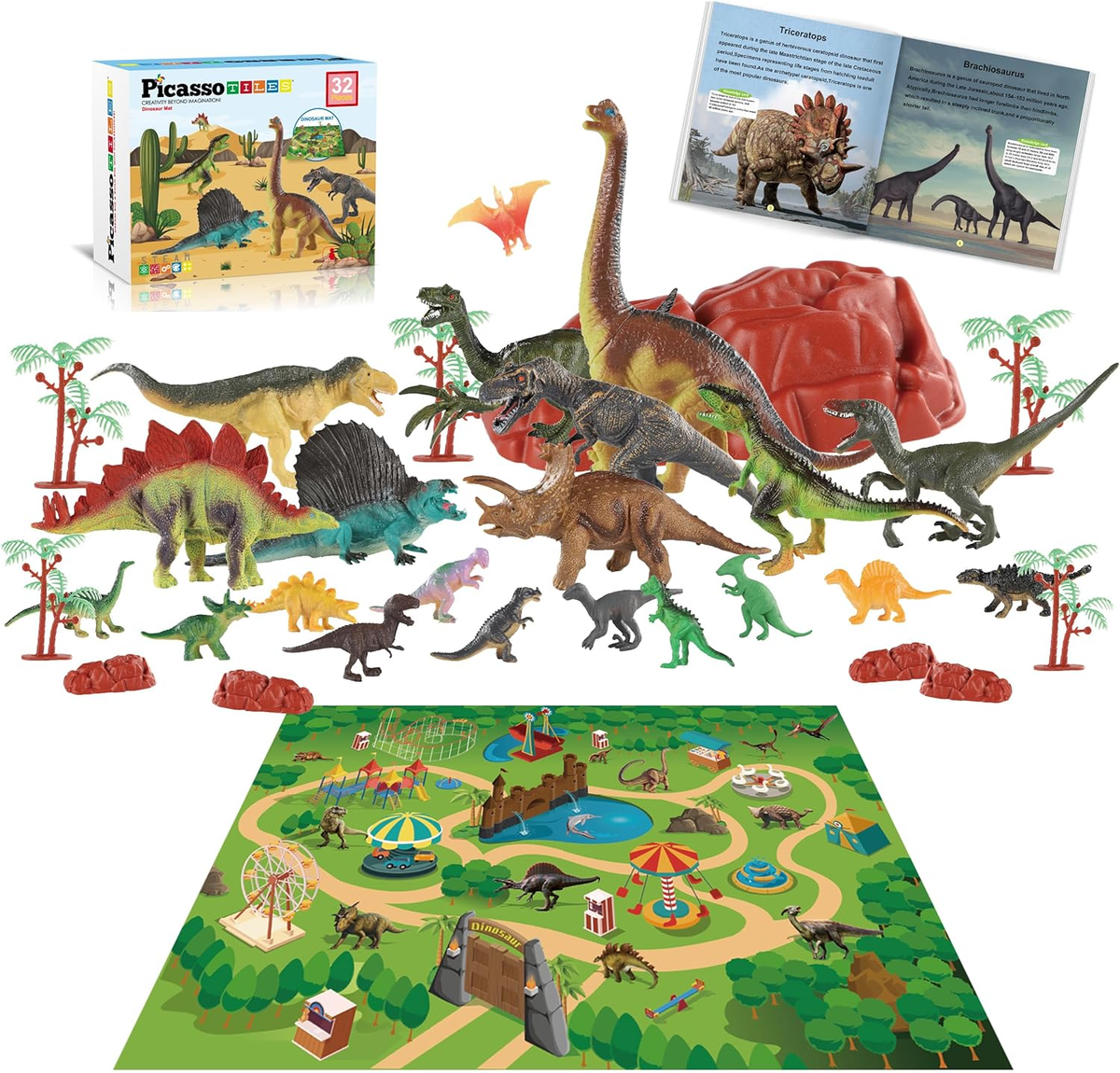 Dino Playscape Dinosaur Play Mat Volcano Tara Treasures Large Felt