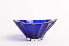 Bowl Vase 8" Desert Sweets Fruits Crystal Glass Deep Blue Bowl Bohemian Crystal