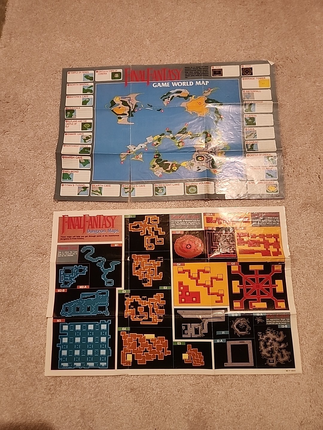 Final Fantasy Nintendo NES Game World Map Dungeon Item Enemy Chart Insert Poster