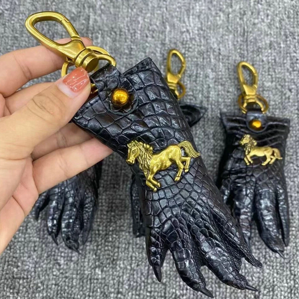 Crocodile leather keychain clearance