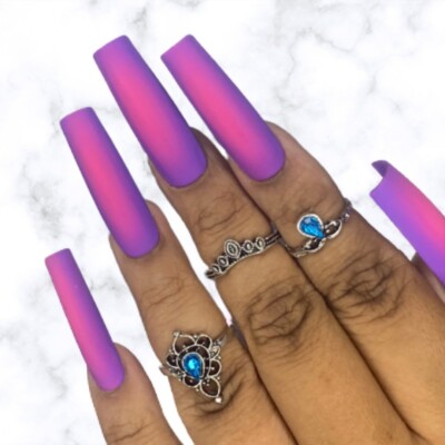 XXL Purple/Pink Aura Press on Nails Square sz Large