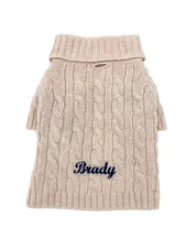 Mark and Graham Cable Knit Dog Sweater Small Blush BRADY mono Wool blend 2