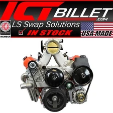 LS Camaro Low Mount Alternator, Power Steering Pump Brackets LSX LS1 LS6 Billet