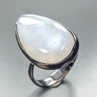 Fine Art 32 ct Natural Moonstone Ring 925 Sterling Silver Size 8.75 /R467875