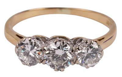 Antique Art Deco 1.35ct vintage brilliant ring 750 gold and platinum size 53