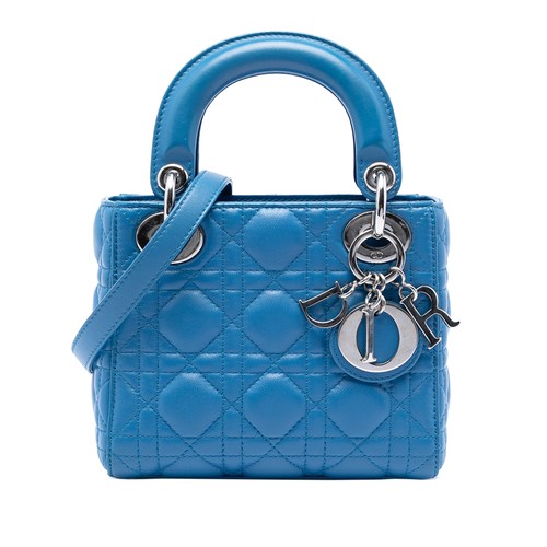 Dior Mini Lambskin Cannage Lady Dior | Pre-Loved | Blue | Authenticated