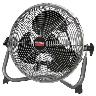Dayton 61Ld81 Floor Fan, 3 Speeds, Silver, Wall And Ceiling Bracket