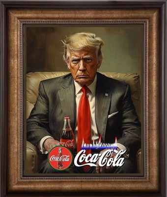 COCA COLA, Donald Trump Enjoying Coca ADVERTISEMENT  2022 ART PRINT