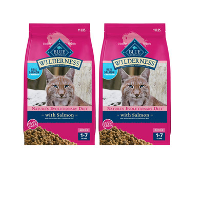 2 Pack Blue Buffalo Wilderness Cat Food Salmon 11 lb Grain Free High Protein