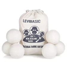 Wool Dryer Balls 6 Pack XL, 3" Genuine New Zealand to Core, White-6pcs 