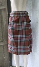 VTG Lochcarron of Scotland Grey Red Plaid 100 Wool Kilt Skirt 27x25