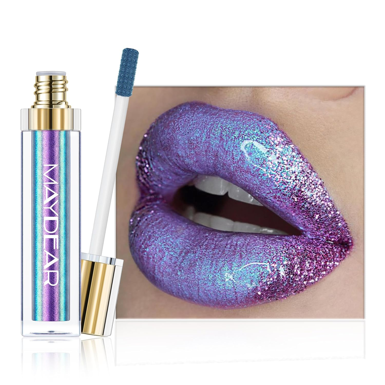 Chameleon Lipstick, High Pigmented for Women Metallic Shine Lip Gloss, Full-Cove