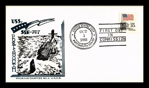 DR JIM STAMPS US NAVAL COVER USS PORTSMOUTH SSN-707 FIRST DAY IN COMMISSION