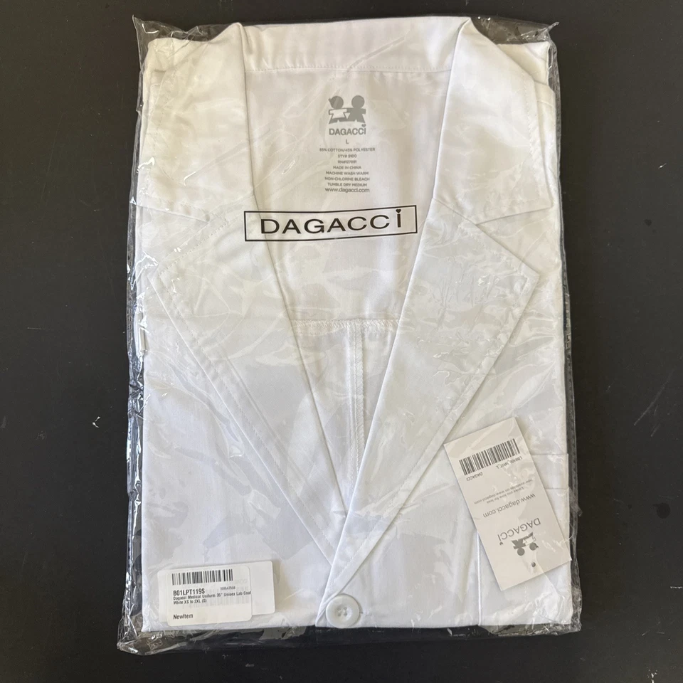 Dagacci Medical Uniform 35" Unisex Lab Coat White L - Image 4 of 4
