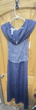 NWT D'Albert Formal Gown Dress Blue 8 Glitter Cowl Neck Evening Gown USA