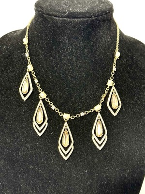 NWT Gemma Layne Gold & Pearl Rhinestone Necklace 21 in.  $78 Prom or Wedding NWT