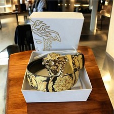 $625 VERSACE Reversible La Medusa Baroque Barroco & Black Leather Belt 95 / 38