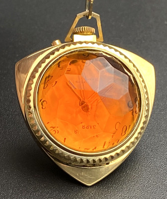 ZARYA 2009   Vintage USSR Ruby Pendant Watch for Women | 1970s Ladies Medallion