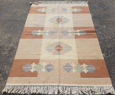 Vintage Traditional Handmade Beautiful Turkish Kilim Floor Rug Carpet 184x144 cm
