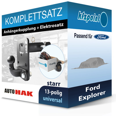 AUTO HAK Anhängekupplung starr und E-Satz 13polig für Ford Explorer 07.19- PKW
