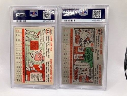 1956 Topps #13 Roy Face & #317 Al Aber PSA 5 - Picture 2 of 2