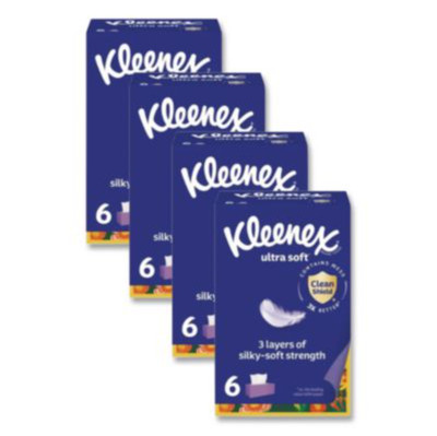 Kleenex Ultra Soft Facial Tissues 3-Ply White 120 Sheets 6 Boxes 4 Packs Case