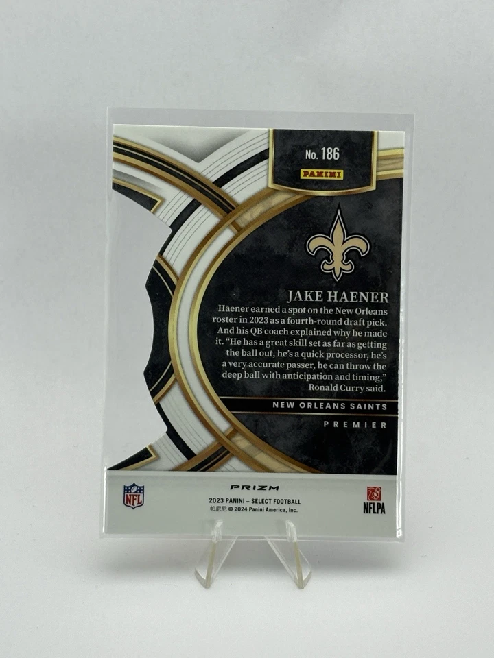 2023 Panini Select #186 Jake Haener Red and Yellow Prizms Die Cuts - Image 2 of 2