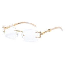 Men's Rimless Gold Frame Luxury Retro Vintage Hip Hop Clear Lens Glasses