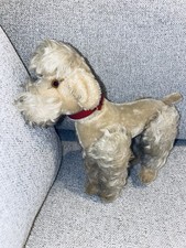 9  Vintage Steiff Made in Germany Dog Poodle Gray Stuffed Animal German Toy Old