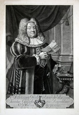 1729 Johann Wilhelm Poemer Nürnberg Senator Portrait Kupferstich Preißler