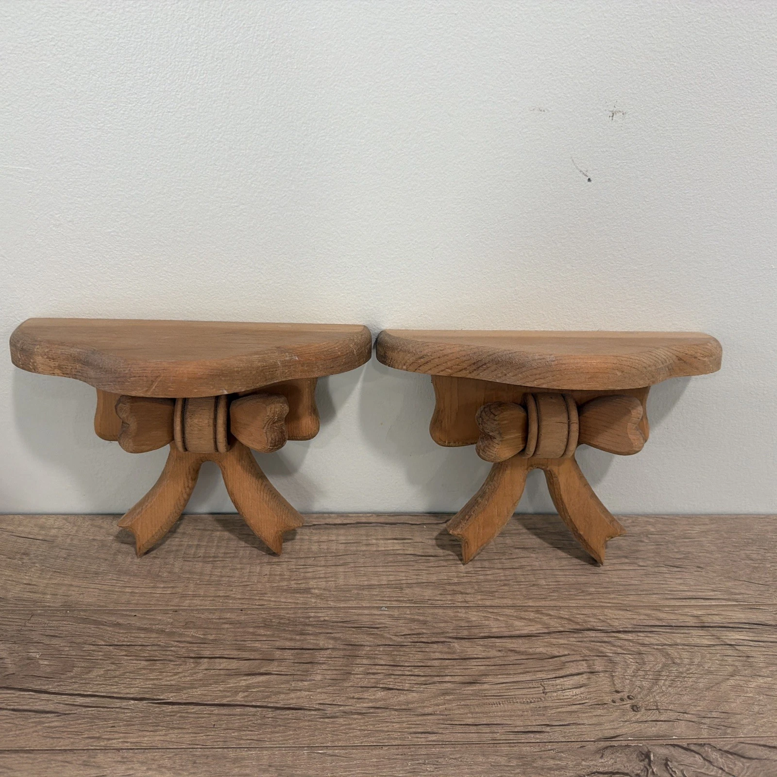 Handmade Wood Bow Wall Shelf Set of 2 Farmhouse Cottage Decor Not Finished 8*6