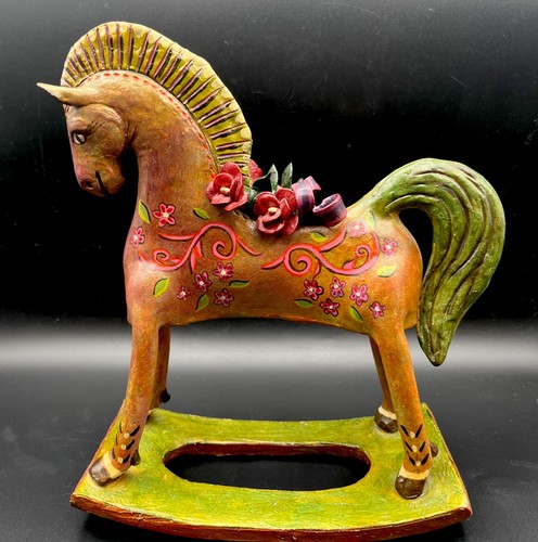 Juan Torres Capula Clay Rocking Horse Day of the Dead Folk Art Signed 2012