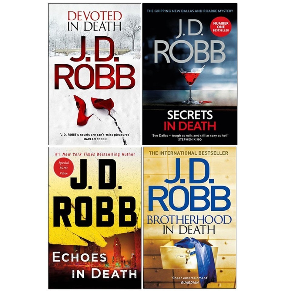 Jd Robb Death Series 9 Collection 4 Books Set Echoes in Death,Devoted in Death