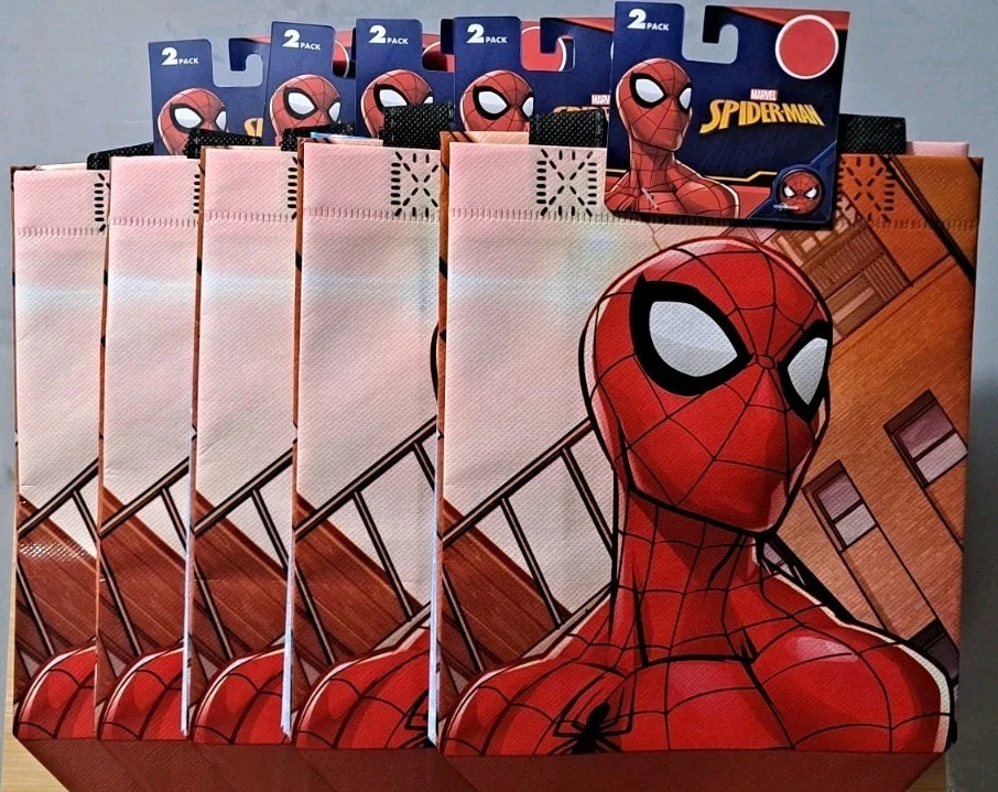 NUEVO Lote de 5 Mini Bolsas de Regalo Reutilizables Marvel Spiderman con Asas Rojo/Azul Foto 3 de 4