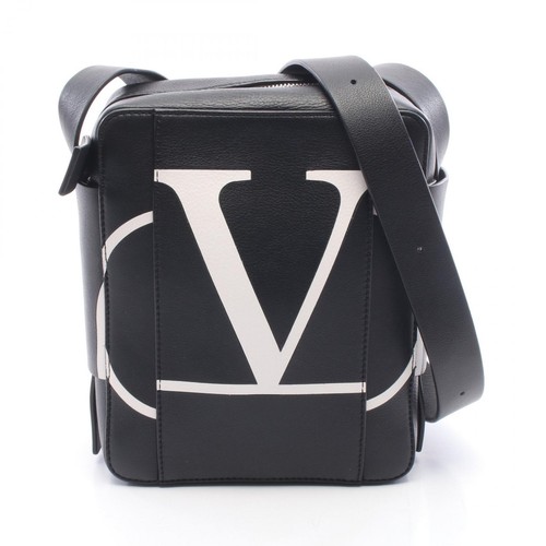 Valentino Garavani V Logo Messenger Bag Shoulder Bag Leather Men Black / White U