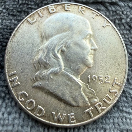 1952 D Franklin Half Dollar 90% Silver US Mint Coin 50c Denver AU/MS Luster