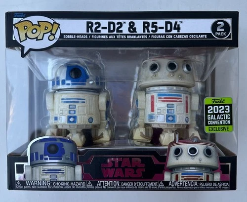 Funko Pop! Star Wars R2-D2 & R5-D4 2 Pack 2023 Galactic Convention w/Protector